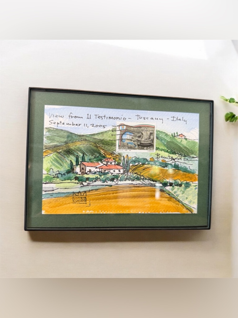 Benita Giller Tuscany Italy Watercolor Framed Il Testimonio 2005‎